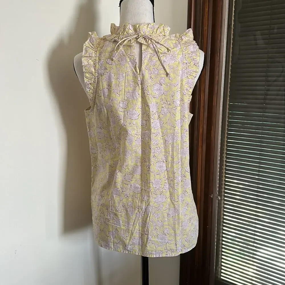 J. Crew | Ruffle Trim Top in Rose Vine Size XS
